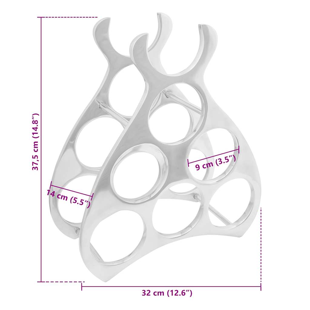 Wine Rack Silver 38 x 33 x 13 cm Aluminium